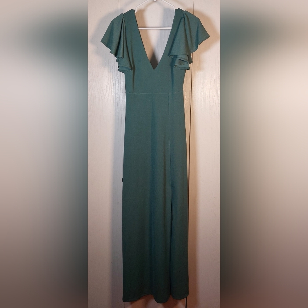 Birdy Grey Hannah Maxi Dress Size Small Flutter Sleeve Crepe Romantic Wedding - Picture 15 of 15